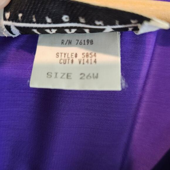 Vintage Drop Waist Dress Women 4X Purple 80s Glam Rock Silky Party Evening Retro - Picture 10 of 10